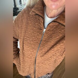 Lululemon Textured Stretch Lined Zip Up Casual Jacket Top Size 4 Brown Jacket